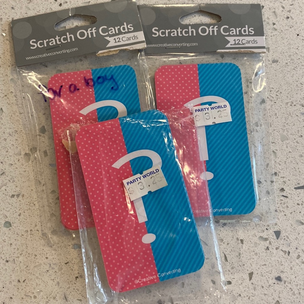 Gender reveal scratch offs